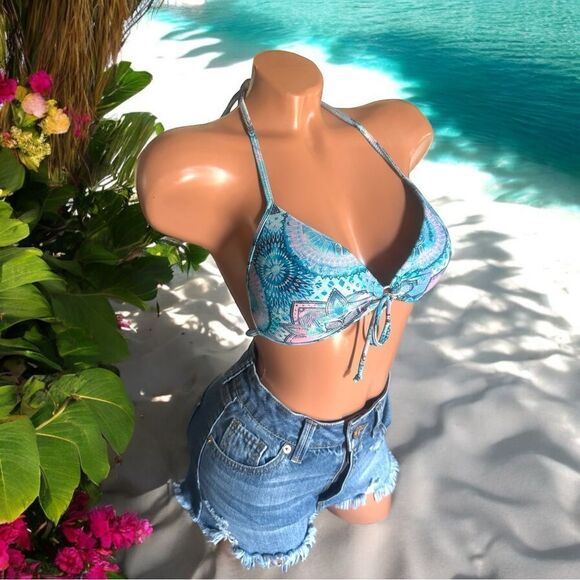 Eidon Swimwear l Tie-Front Bikini Top l Seashell internal design l SP l EUC - Picture 1 of 10